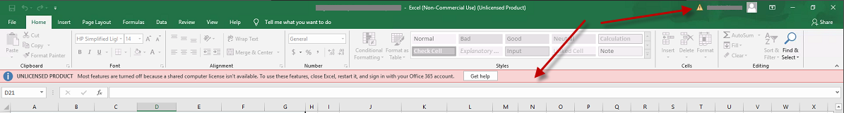 Office 365 Unlicensed Product Error